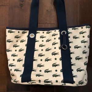 Lacoste white canvas tote bag